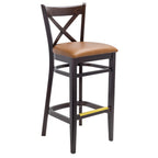 Thumbnail image #1 for G & A Commercial Seating Provence 9877PS Commercial Bar Stool, Cross Back, Upholstered Seat, Beechwood Frame, Footrest