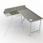 Thumbnail image #1 for AERO Manufacturing Aerospec 2SDI-R-72 Right-to-Left Soiled Dish Table, 60" Machine-to-Corner x 72" Corner-to-End, 14-Gauge 304 Stainless Steel