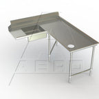 Thumbnail image #1 for AERO Manufacturing Aerospec 2SDI-R-144 Right-to-Left Soiled Dish Table, 144" End-to-Corner, 60" Machine-to-Corner, 14-Gauge 304 Stainless Steel, 10"H