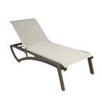 Thumbnail image #1 for Grosfillex Sunset UT741599 Armless Stackable Chaise Lounge, Textilene Sling, Bronze Frame, Beige Fabric Case of 12