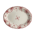 Thumbnail image #1 for Steelite International HL Ivory HL52563905 China Oval Platter, 10 x 7.75 in, Camille Maroon, Scalloped Edge Case of 2 Dozen