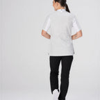 Thumbnail image #2 for Chef Works CBN02W-WHT-L Women's White Short Sleeve Chef Coat, Large, Poly/Cotton, Double-Breasted