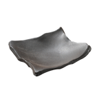 Thumbnail image #1 for Korin Inc Tessa Black PLL-230 Square Asymmetrical Ceramic Plate, 9-1/2", Gun Metal Sheen