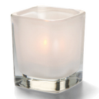 Thumbnail image #1 for Hollowick/Steelite Tetra 6505SL Glass Satin Linen Votive Candle Holder, 3-1/2"H x 3" Square, Fits HD8, HD12 or HD15 Fuel Cells