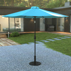 Thumbnail image #2 for Flash Furniture GM-402003-UB19B-TL-GG 9-Foot Round Patio Umbrella with Aluminum Pole, Concrete Base, Teal Polyester Cover