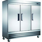 Thumbnail image #1 for Drago DR72F 3-Section Solid Door Reach-In Freezer, 72 cu. ft., Stainless Steel Interior, Bottom-Mounted Refrigeration