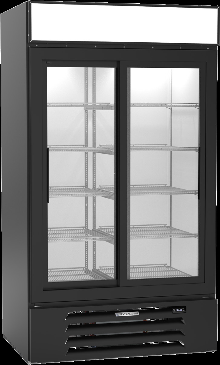 Product image #5 for Beverage-Air MarketMax 2-Section Black Sliding Glass Door Reach-In Refrigerated Merchandiser, 35.4 Cu. Ft.
