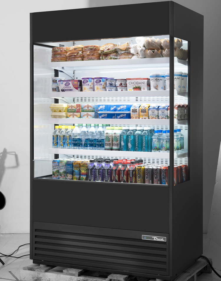 Product image #5 for True 48-Inch Vertical Glass-Sided Open Air Merchandiser Refrigerator with 4 Adjustable Illuminated Shelves