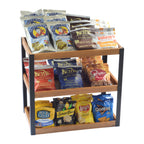 Thumbnail image #1 for Cal-Mil Madera 22330-3-99 3-Tier Rectangular Buffet Merchandiser, Black Metal Frame, Rustic Pine, 12"W x 20"D x 18-3/4"H