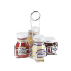 Thumbnail image #1 for G.E.T. Specialty Servingware 4-221623 4-Compartment Chrome-Plated Metal Condiment Caddy with Loop Handle Case of 12