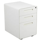 Thumbnail image #1 for Flash Furniture HZ-AP535-01-W-GG Mobile Steel 3-Drawer Cabinet, 16"W x 21"D x 24"H, Lockable Upper Drawer, White