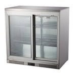 Thumbnail image #1 for Connerton GBB-230 Refrigerated Back Bar Cooler, Two-Section, 35.5"W, 2 Hinged Glass Doors, Stainless Steel, Rear-Mount Self-Contained