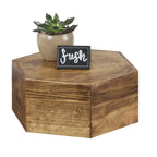 Thumbnail image #1 for Cal-Mil Madera 435-5-99 Hexagonal Wood Buffet Riser, 12" Diameter x 5" High, Rustic Pine