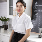 Thumbnail image #2 for Chef Revival CS006WH-L Cook Shirt, Large, Short Sleeve, Snap Front, Poly/Cotton, White