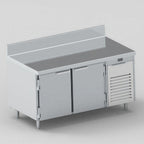 Thumbnail image #1 for EMI Industries LB6633SM Worktop Low Boy Refrigerator, 66"W, 2 Stainless Steel Doors, Self-Contained Side-Mounted Refrigeration