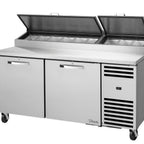 Thumbnail image #1 for True General Foodservice TPP-AT-67-HC~SPEC3~HGTP Pizza Prep Refrigerator, 2-Door, 67-Inch, Stainless Steel, 33–41°F Pan Rail