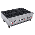 Thumbnail image #1 for Magic Chef Commercial E-Series M36HP 36" Natural Gas Commercial Hot Plate, 6 Burners, Stainless Steel, with Legs