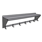 Thumbnail image #1 for Pacific Stainless Products PRS-60-WS Wall-Mounted Stainless Steel Shelf & Single-Bar Pot Rack, 60"L x 12"W, 6 Hooks