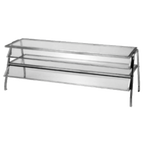 Thumbnail image #1 for Duke Manufacturing 985 Double-Deck Display Shelf, 72-1/8" W x 18-1/4" D x 20" H, 2-Tier Glass Shelves, Stainless Steel Frame