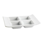 Thumbnail image #1 for CAC China CN CN-4T8 Rectangular Porcelain Divided Side Dish Plate, 4 Compartments, 8" x 6" Case of 2 Dozen