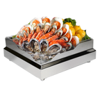 Thumbnail image #1 for Eastern Tabletop RB2323 Square Stainless Steel Seafood/Raw Bar Display Stand with Perforated Acrylic Insert, 23 1/2"L x 23 1/2"W x 9"H