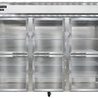 Thumbnail image #1 for Continental Refrigerator 3RENSAPTHD-GD-SD Three-Section Pass-Thru Reach-In Refrigerator, Half-Height Glass/Solid Doors, Stainless Steel