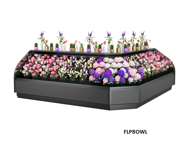 Product image #5 for Allure Self-Service Refrigerated Outside Wrap Low-Profile Open-Air Merchandiser, 137-1/4 Inch W x 41-3/8 Inch D x 50-5/8 Inch H, Remote DX, Black
