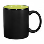 Thumbnail image #1 for International Tableware Hilo 87168-2902/05MF-05C 11 oz Ceramic Coffee Mug with C-Handle, Black Matte Exterior, Rye Green Interior 1 Dozen