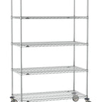 Thumbnail image #1 for Metro Super Erecta SE-2160C-80-M5 Mobile Chrome Wire Shelving Unit, 60"W x 21"D x 80"H, 5 Shelves, 4 Posts