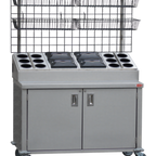 Thumbnail image #1 for Steril-Sil Company KIT-ENC48-453 Mobile Stainless Steel Kiosk for Packaged Goods, Flatware & Napkins, 48"W x 24.75"D x 41"H