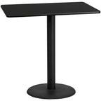 Thumbnail image #1 for Flash Furniture XU-BLKTB-3048-TR24B-GG Bar-Height Rectangular Pedestal Table, 48"W x 30"D, Black Laminate, Black PVC Edge