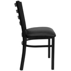 Thumbnail image #2 for Flash Furniture Hercules XU-DG694BLAD-BLKV-GG Commercial Restaurant Chair, Black Metal Ladder Back, Black Vinyl Upholstered Seat