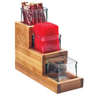 Thumbnail image #1 for Cal-Mil Madera 3612-4-99 3-Tier Wood Condiment Stair-Step Display with 3 Glass Jars