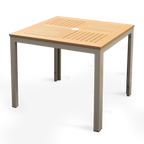 Thumbnail image #1 for JustChair Manufacturing PW803TT-3636 Outdoor Square Dining Table, 36" x 36", Synthetic Wood Top, Aluminum Base, Umbrella Hole