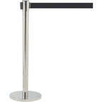 Thumbnail image #1 for AARCO Products Form-A-Line HS-7BK Portable Crowd Control Belt Barrier, 7 ft Retractable Black Belt, Steel Base, Satin Chrome Post, 40 in H