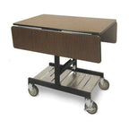 Thumbnail image #1 for Lakeside Manufacturing 74425 Rectangular Bi-Fold Room Service Table, Mahogany Woodgrain Laminate Top, Black Frame, 5-Inch Casters