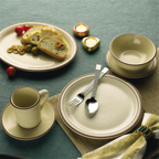 Thumbnail image #2 for International Tableware Granada GR-2 Ceramic Saucer, 5-1/2" Round, Narrow Rim, American White with Brown Speckle Case of 3 Dozen