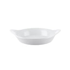 Thumbnail image #1 for CAC China Accessories FHD-14 Porcelain Round Rarebit & Gratin Dish, 106 oz, 16-1/8 x 13-1/4 x 2 in, French Handles Case of 6