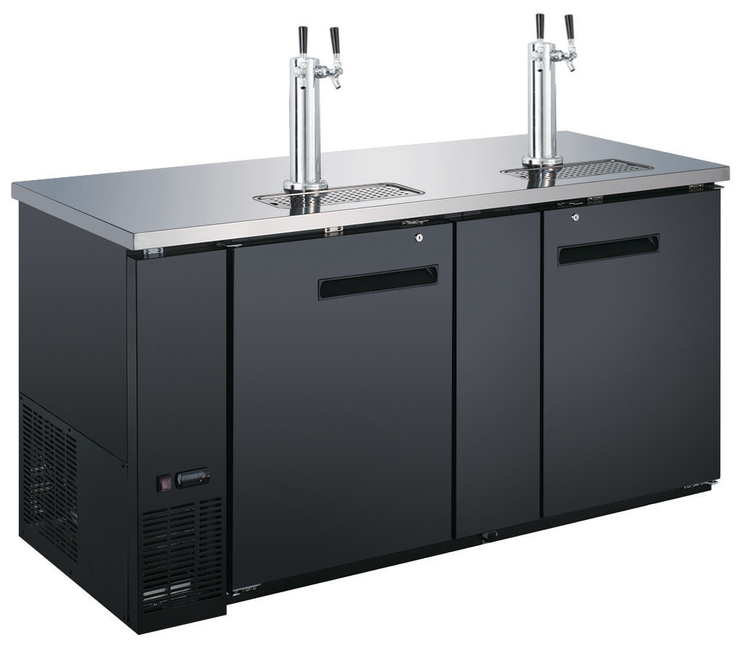 Product image #2 for Black Diamond 90-Inch Commercial Draft Beer Dispenser with 2 Double Tap Towers, 3 Doors, 32 Cu. Ft., 115V
