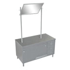 Thumbnail image #1 for Tarrison Products Ltd. TF-DTCB3048D-KIT Demo Table with Cabinet Base, Stainless Steel Top, Overhead Mirror, Sliding Doors & Drawers, 48"W x 30"D