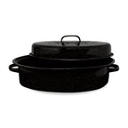 Thumbnail image #1 for Kadra Kitchenware Millvado MG-19-OR Oval Granite Roaster with Lid, 19 x 13.5 x 7.5 in, 20 lb Capacity Case of 6