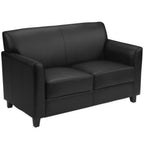 Thumbnail image #1 for Flash Furniture Hercules - Diplomat BT-827-2-BK-GG Reception Loveseat, LeatherSoft Upholstery, Flared Arms, Plush Cushions, Black