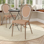 Thumbnail image #2 for Flash Furniture SDA-AD642002S-NATWH-LTNAT-GG Stackable Bistro Chair, Thonet-Style Back and Seat, Natural/White