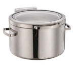 Thumbnail image #1 for Eastern Tabletop Jazz 38811G 11 qt Round Stainless Steel Induction Soup Chafer with Hinged Glass Cover