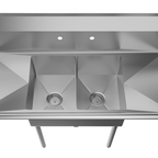 Thumbnail image #5 for Koolmore SB121610-12B3 48-Inch 2-Compartment Stainless Steel Sink with Left and Right Drainboards and Backsplash