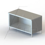 Thumbnail image #1 for AERO Manufacturing 4TSO-24120 Stainless Steel Work Table with Open-Front Cabinet Base, 120"W x 24"D x 35"H