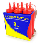 Thumbnail image #2 for New Star Foodservice Inc. 26283 8 oz Red Plastic Squeeze Bottles with Seal Tops, Set of 6 Case of 12