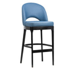 Thumbnail image #1 for G & A Commercial Seating Cava 9687-BL Commercial Bar Stool, Upholstered Seat and Back, European Beechwood Frame, Black Vinyl