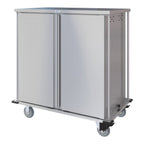 Thumbnail image #1 for Dinex TQ DXPTQC2T2D36 Compact Meal Delivery Cart, Stainless Steel, 2-Door, 2-Compartment, 36-Tray Capacity