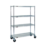 Thumbnail image #1 for Eagle Group EAGLEbrite CC2136Z-SR 4-Tier Wire Stem Caster Cart, Zinc, 36"W x 21"D x 68"H, 2 Swivel/2 Rigid Casters